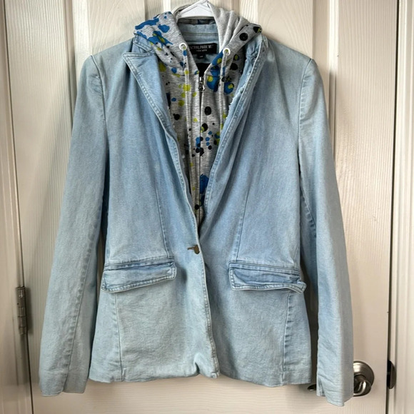 Central Park WestNew York x Revolve 2-in-one Hooded Denim Blazer XS FLAWED - Picture 11 of 15